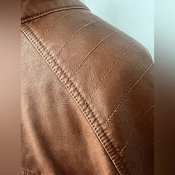 Roundtree & Yorke Sz 3XLT Brown Weatherproof Faux Leather Bomber Jacket NEW - Picture 8 of 15